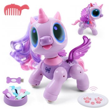 BIRANCO. Unicorn Robot Toys for Girls Age 3-5, Remote Control Electronic Pet, Gesture Sensing, STEM Play, Surprise Interactive Toy for Toddler Gifts and Kids Age 4 5 6+ Years Old