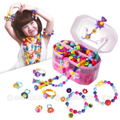 BIRANCO. Pop Beads, Jewelry Making Kit - Arts and Crafts for Girls 3-7 Years Old, Snap Beads Toys - Necklace, Bracelet, Ring Creative DIY Set - 520 pcs